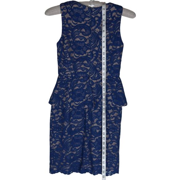 Cache Blue Lace Peplum Cocktail Dress Size 2 - Picture 3 of 7